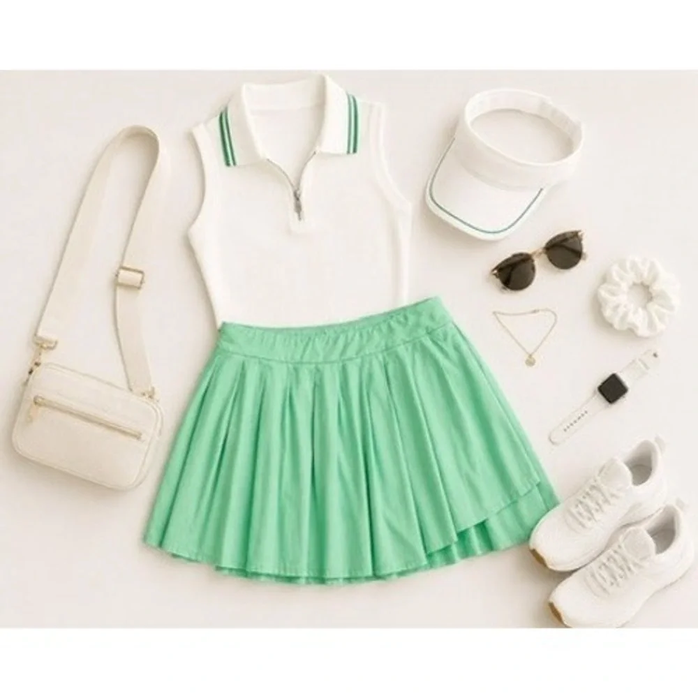 Outdoor Voices Court Skort Mint Green Pleated Athletic Tennis/Golf Skirt Size XL
